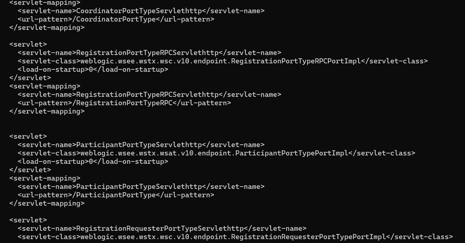 web.xml 中的 wls-wsat 配置