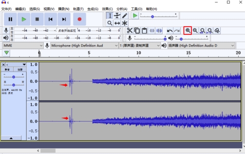 Audacity 打开 c.wav 文件